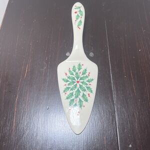 LENOX  Dessert Pie Cake Server   Holiday Holly Design   Porcelain  ‎  New